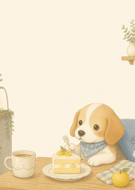 Cream Beagle Yuzu Cake Desk