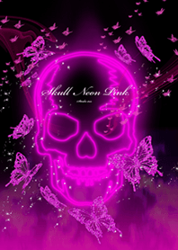 Skull neon Pink butterfly