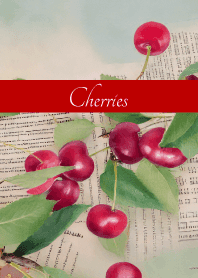 Cute Cherries on red&beige