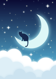 Crescent moon night(black cat)