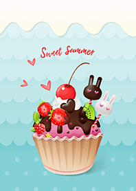 甜蜜夏天水果蛋糕冰淇淋