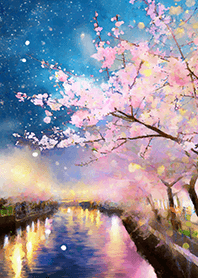 Beautiful night cherry blossoms#2253