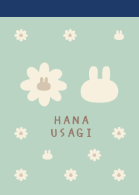 Retro Flower&Rabbit/Navy&Blue Green