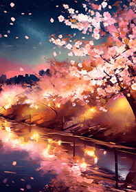 Beautiful night cherry blossoms#190