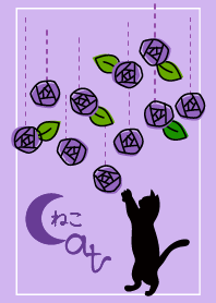 Cat silhouette&Rose2. -Purple-