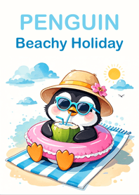 Penguin Beachy Holiday (Blue)