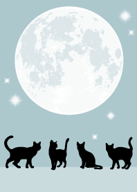 幸運の満月の黒猫：ブルーベージュ