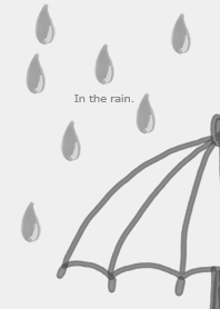 In the rain.