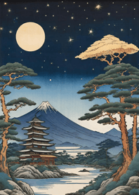 Moonlight and Sea Ukiyo-e hERUi