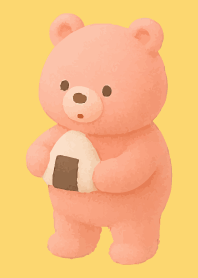 Pink Bear3 on light yellow