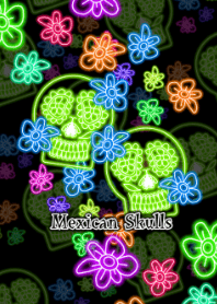 Mexican Skulls -Flashy neon green-