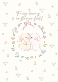 Fairy bunny in flower field (beige)