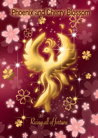 Golden Phoenix and cherry blossom