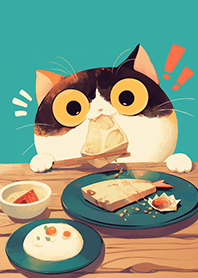 被發現偷吃食物の笨貓❤