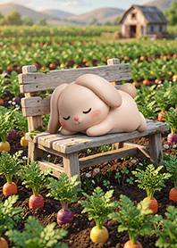The bunny is toddling along.