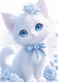 Dreamy Blue Rose Snow-White Cat JP
