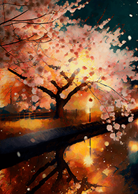 Beautiful night cherry blossoms#1725