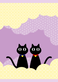 two cute cats on light purple
