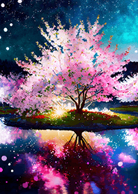 Beautiful night cherry blossoms#1614
