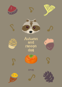 Autumn fruit and raccon dog design1