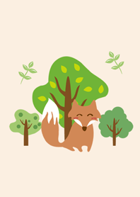 Forest trees and foxes