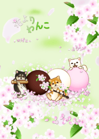 Dogs over Flowers3 (sakura, green)