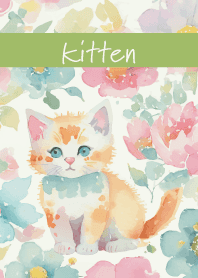 The kitten's gaze moss green