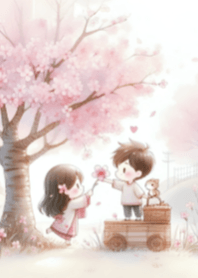 可愛情情侶與櫻花V.4