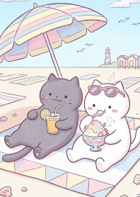 Mochi cats sunbathing