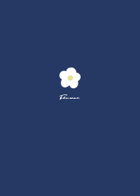 Simple Small Flower / Navy x Beige