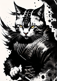 Ink wash cat samurai 2B6D0e