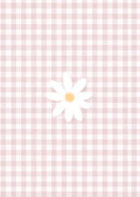 Pink daisy and check pattern