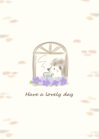 Hedgehog by the window -purple-