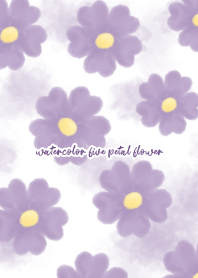 watercolor five petal flower2