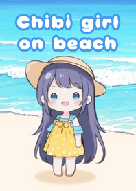 Chibi girl on beach