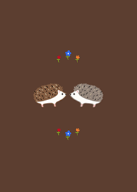 刺蝟&小花朵(深咖啡色)