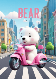 Cute White Bear in City Theme