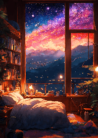 Cosy room and starry night