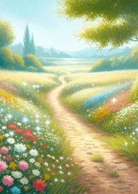 Flower garden in the middle of the road