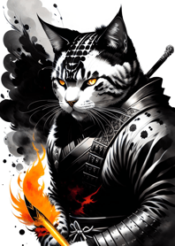Ink wash cat samurai E84D62