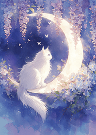 Dreamy Wisteria Moon Cat