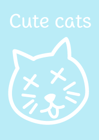 cute cats drawing blue