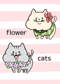 可愛い猫と花