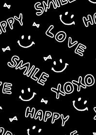 HAPPY SMILE XOXO LOVE Ribbon -Black-joc
