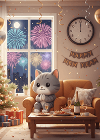 Gray Cat : Happy New Year