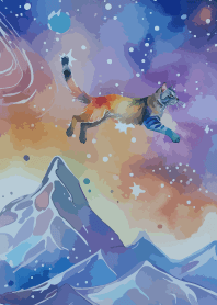 Cat in Space on blue