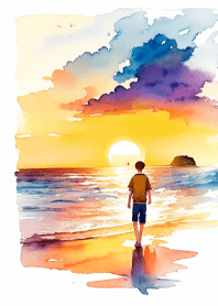 Sunset on the sea pj