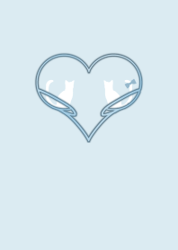 Simple cat and heart -blue-