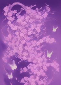 몽환적인 보라색 꽃 나비 ifdVr