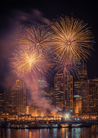 Pink Fireworks in a Violet Glow